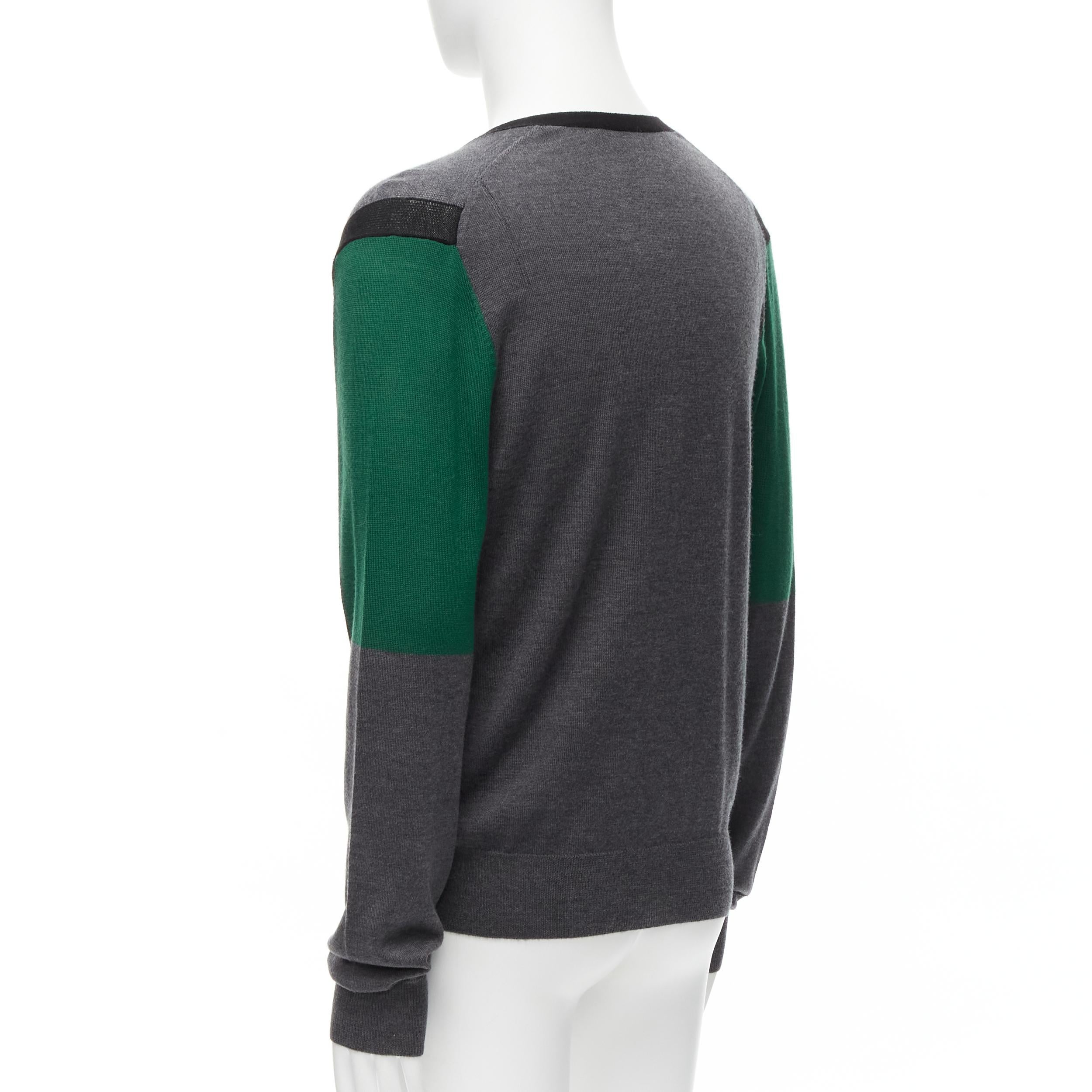 NEIL BARRETT green black grey colorblock virgin wool blend illusion cardigan M
Reference: YNWG/A00108
Brand: Neil Barrett
Material: Virgin Wool, Blend
Color: Green, Multicolour
Pattern: Solid
Closure: Button
Extra Details: Green colorblock panels on
