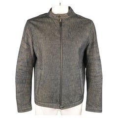 NEIL BARRETT L Indigo Navy Denim Biker Style Jacket