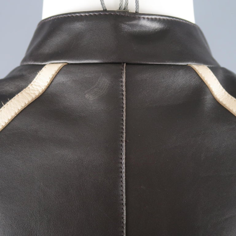 NEIL BARRETT M Brown Leather Jacket For Sale 5