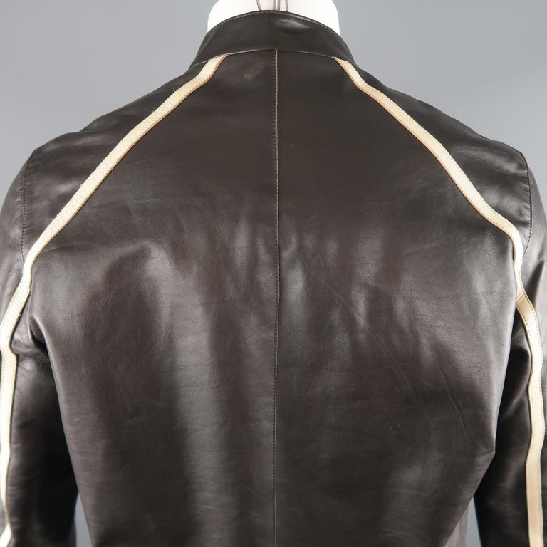 NEIL BARRETT M Brown Leather Jacket For Sale 4