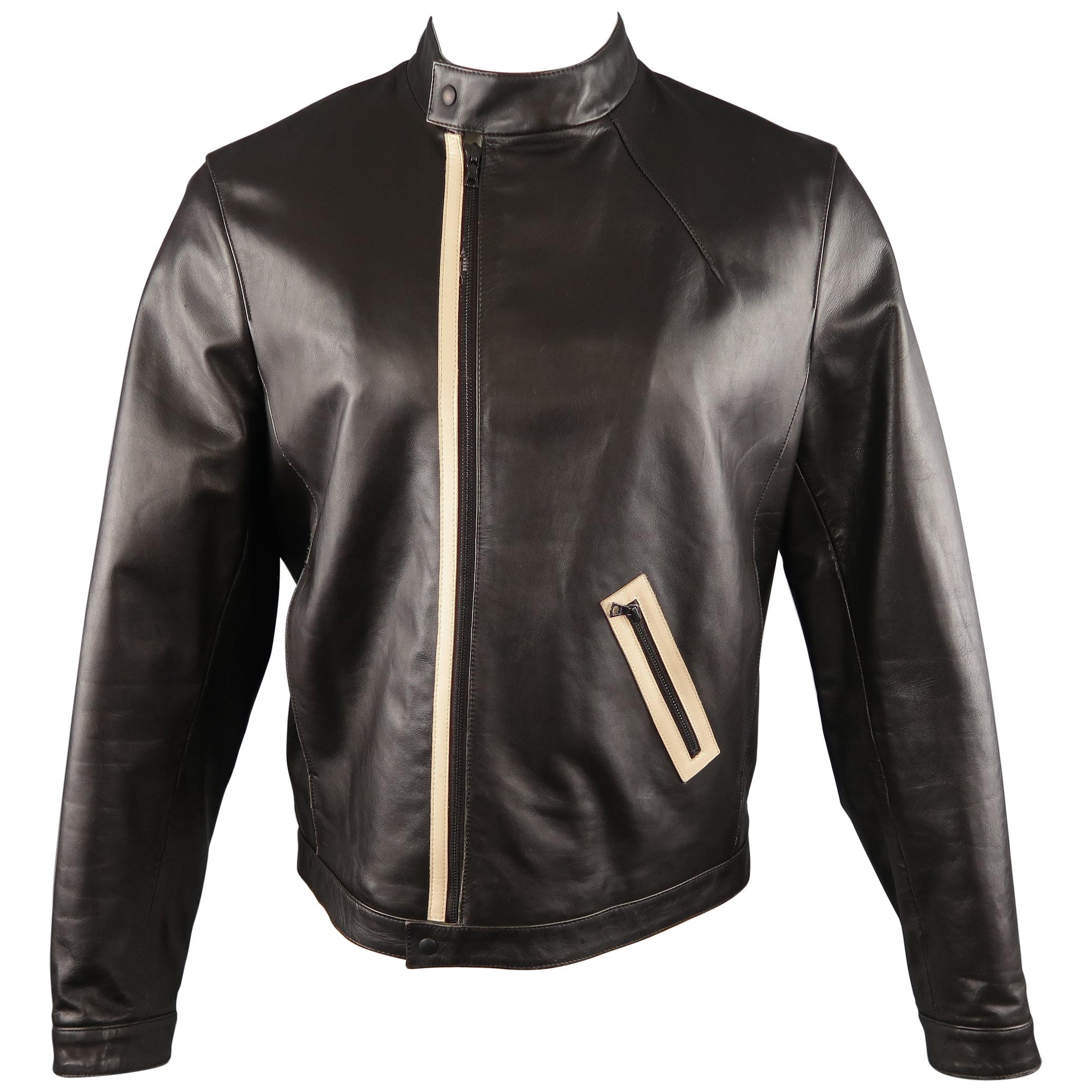 NEIL BARRETT M Brown Leather Jacket