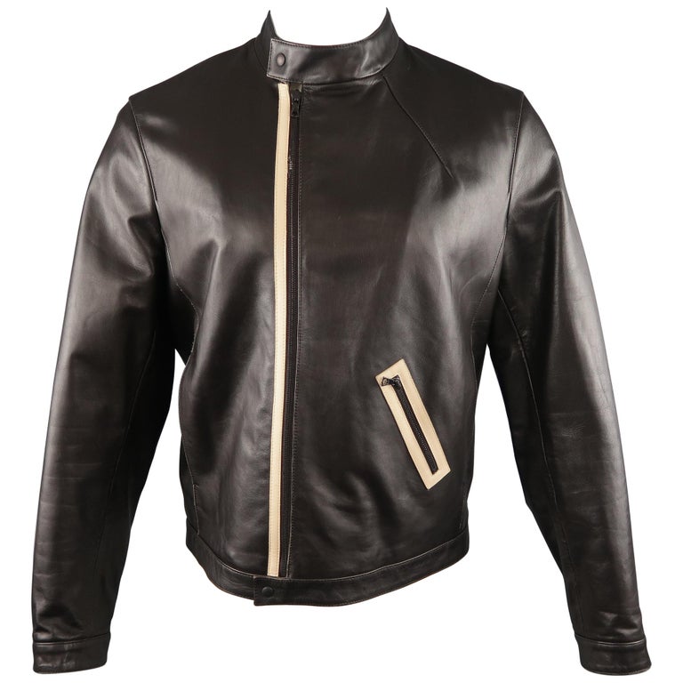 NEIL BARRETT M Brown Leather Jacket For Sale