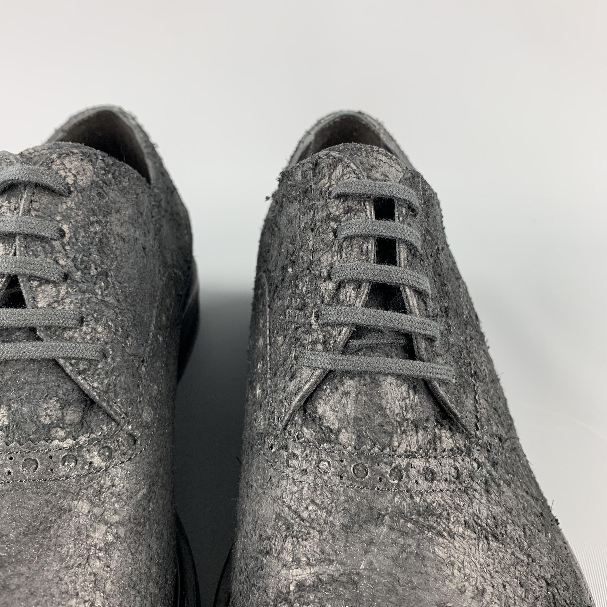 NEIL BARRETT Men's Size 10 Black Textured Suede Cap Toe Lace Up Shoes - NEW 1