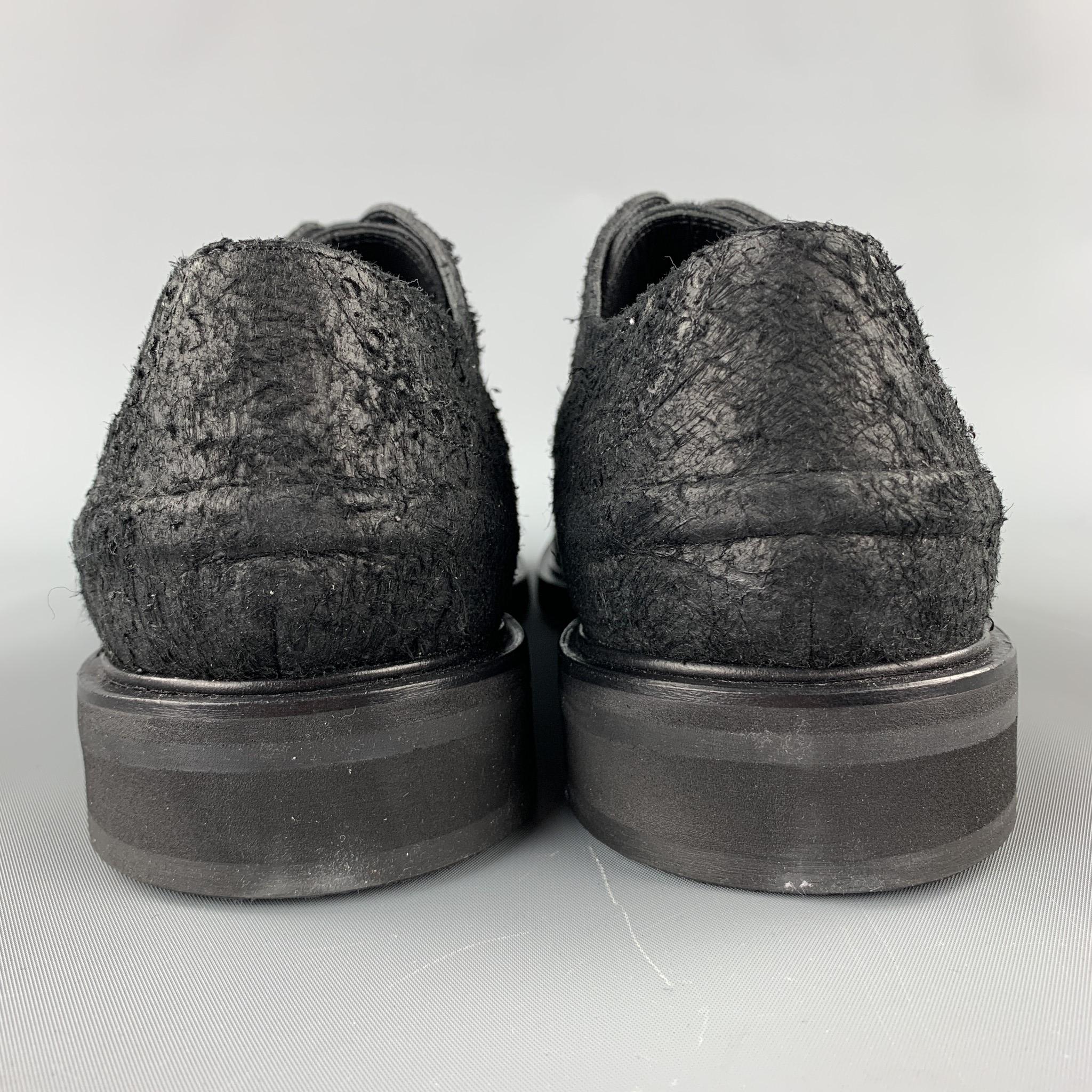 NEIL BARRETT Men's Size 10 Black Textured Suede Cap Toe Lace Up Shoes - NEW 2