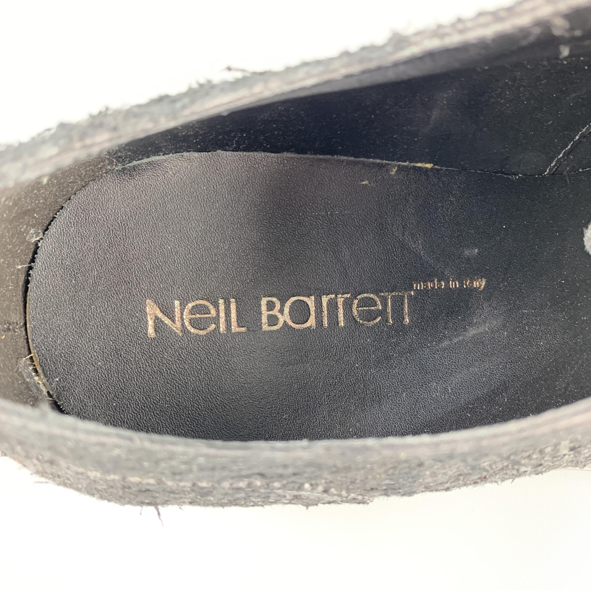 NEIL BARRETT Men's Size 10 Black Textured Suede Cap Toe Lace Up Shoes - NEW 3