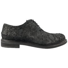 suede cap toe shoes NEIL BARRETT Men
s Size 10 Black Textured Suede Cap Toe Lace Up Shoes - NEW