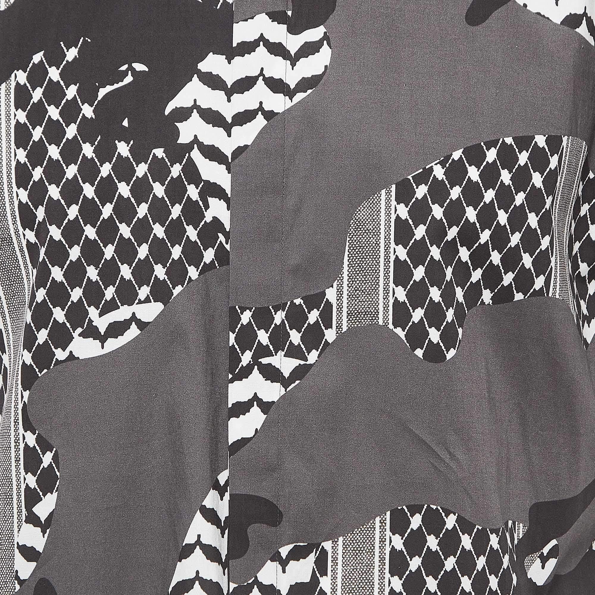 Black Neil Barrett Monochrome Printed Cotton Slim Fit Shirt M