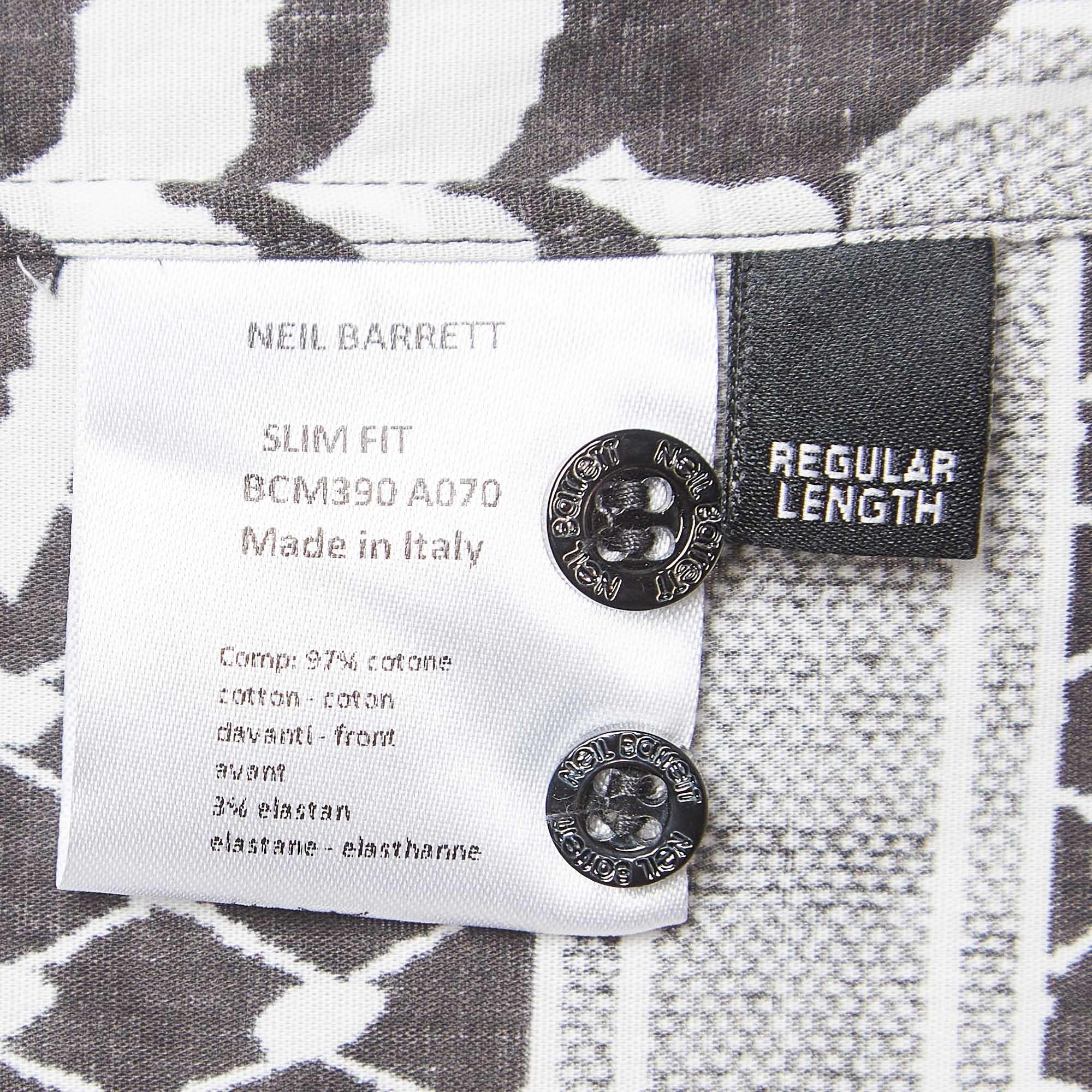 Men's Neil Barrett Monochrome Printed Cotton Slim Fit Shirt M