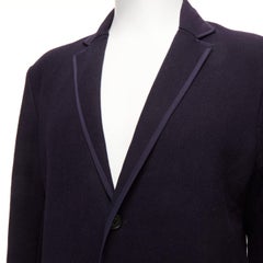 NEIL BARRETT navy wool blend ribbon trimmed pocket detail long coat IT48 M