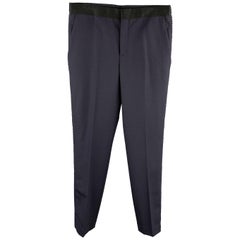 NEIL BARRETT S/S 18 Size 32 Navy Wool Blend Tuxedo Dress Pants