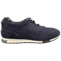 NEIL BARRETT Size 10 / IT 43 Navy Blue Suede Lace Up Sneakers