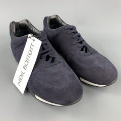 NEIL BARRETT Size 10 Navy Suede Lace Up Sneakers