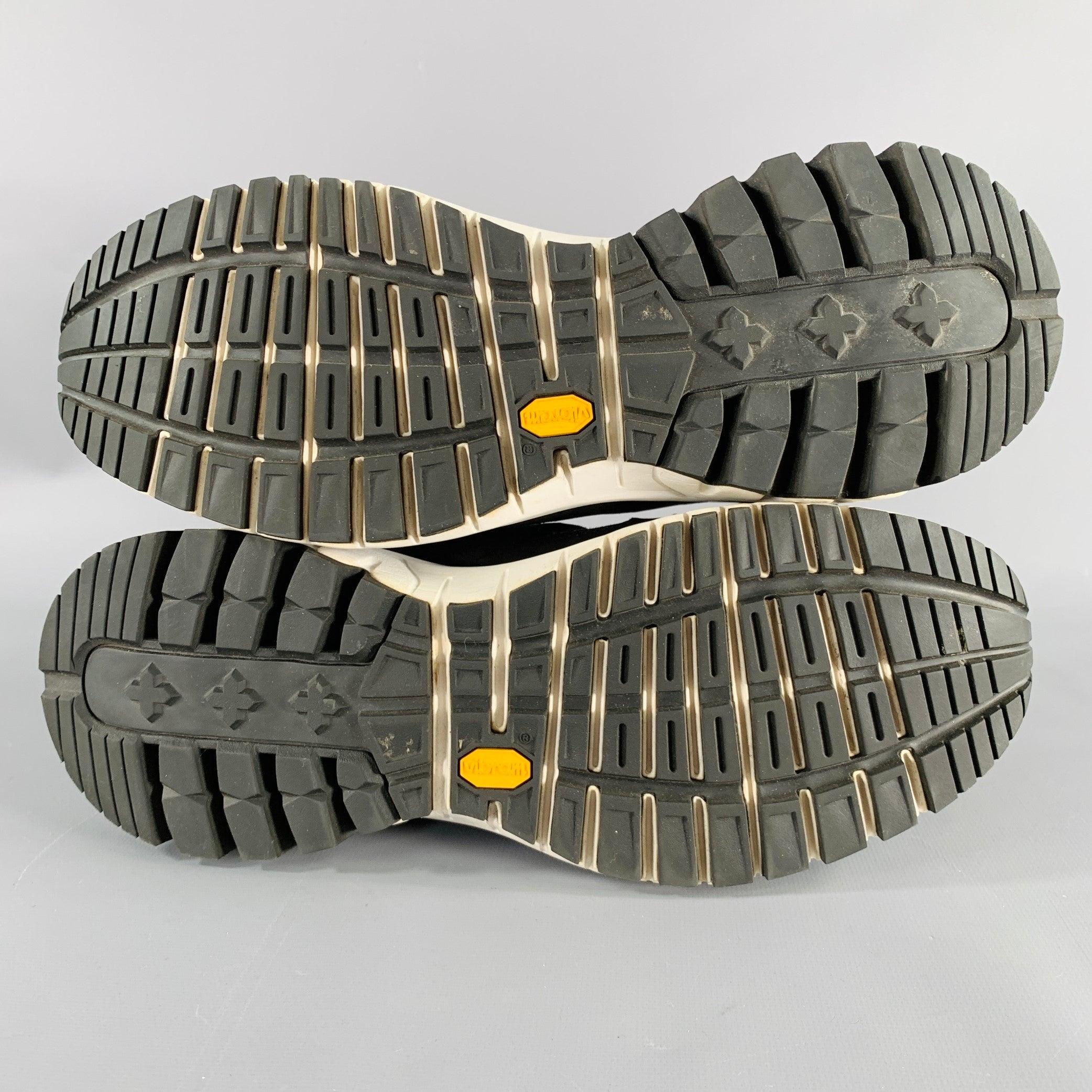 NEIL BARRETT Size 10.5 Black Silver Woven Leather Sneakers en vente 1