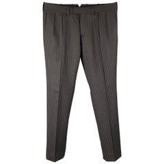 NEIL BARRETT Size 30 Black & Grey Pinstripe Wool Pleated Dress Pants