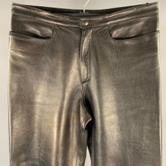 NEIL BARRETT Size 31 Black Metallic Leather Dress Pants