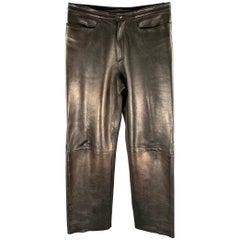 NEIL BARRETT Size 31 Black Metallic Leather Dress Pants