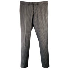 NEIL BARRETT Size 32 Black Charcoal Stripe Wool Flat Front Tapered Dress Pants
