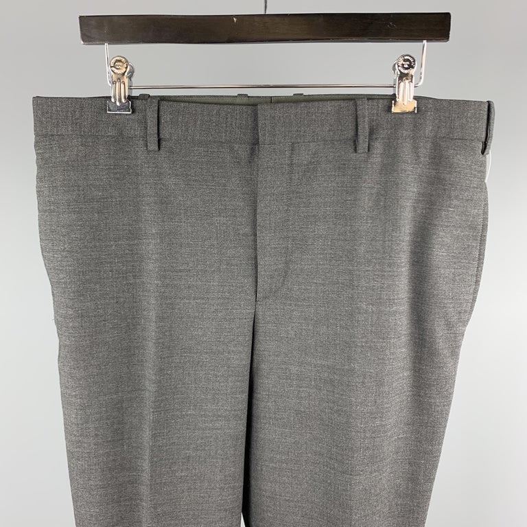 NEIL BARRETT Size 36 Dark Gray Solid Wool Blend Tuxedo Dress Pants at ...