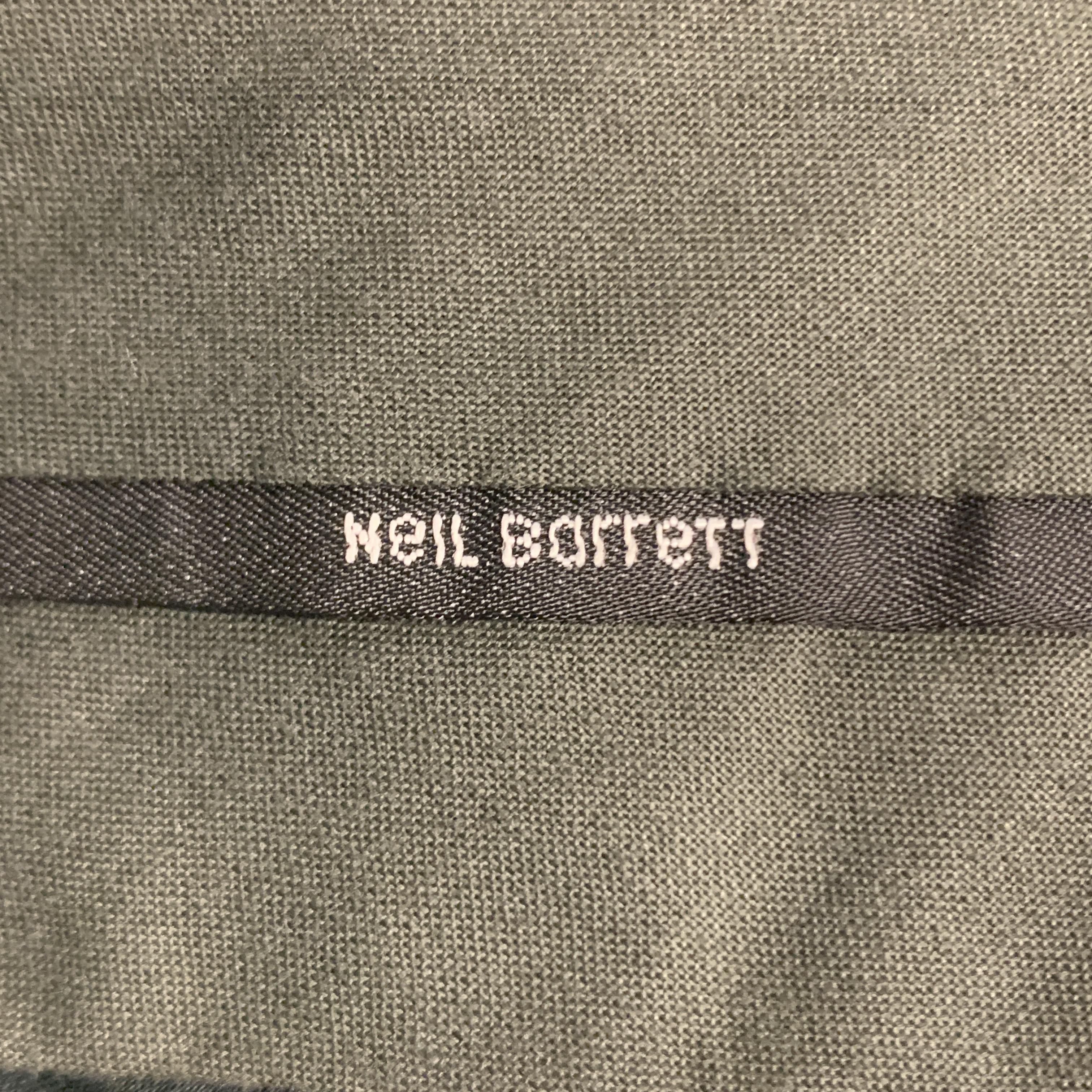 NEIL BARRETT Size 36 Dark Gray Solid Wool Blend Tuxedo Dress Pants 1
