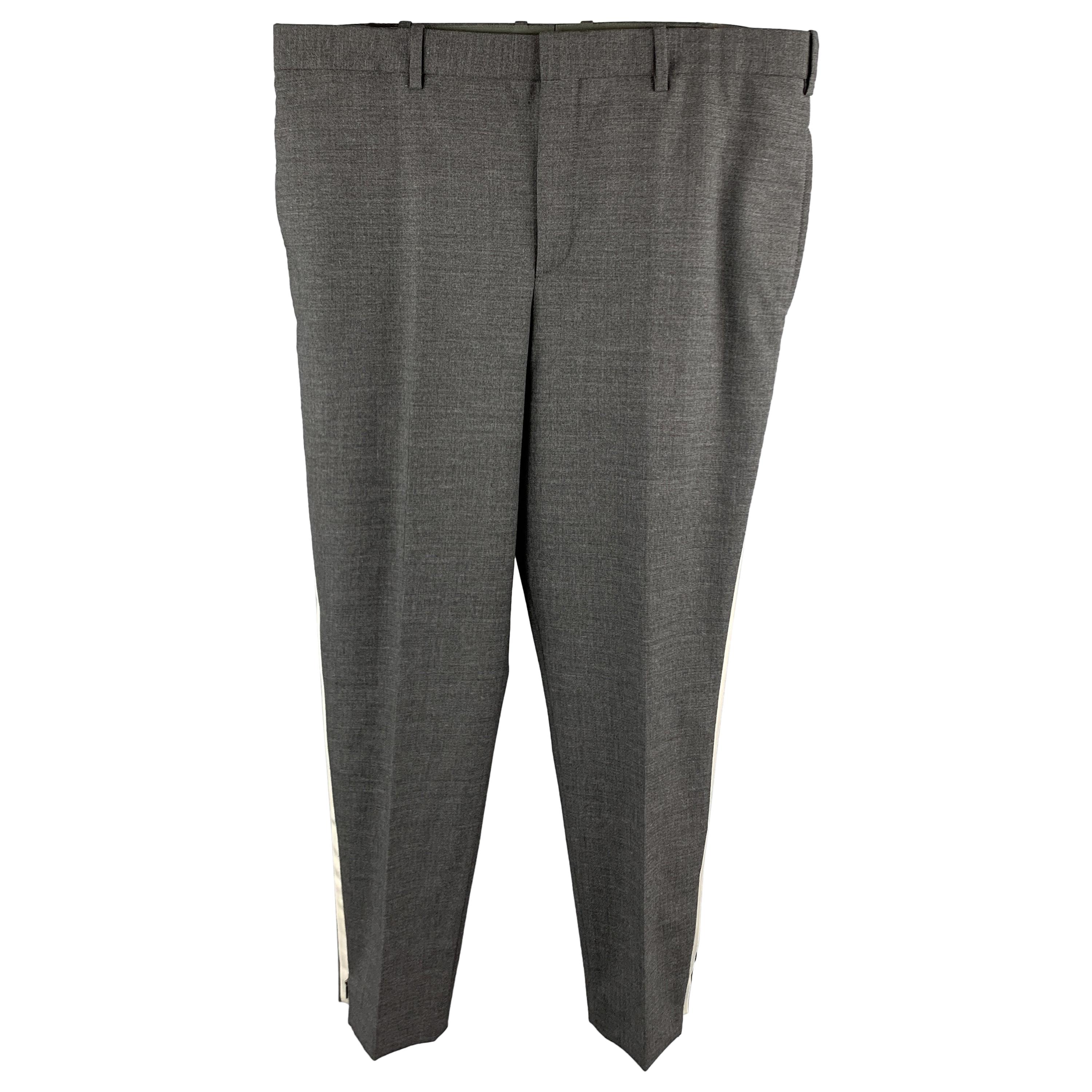 NEIL BARRETT Size 36 Dark Gray Solid Wool Blend Tuxedo Dress Pants