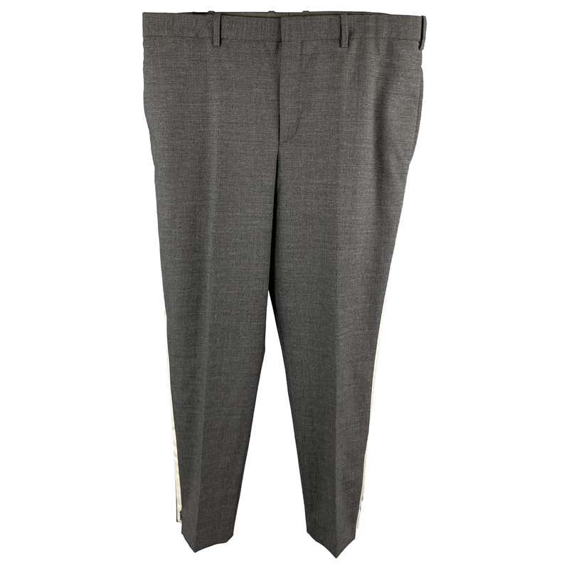 NEIL BARRETT Size 36 Dark Gray Solid Wool Blend Tuxedo Dress Pants For ...