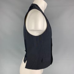 NEIL BARRETT Talla 38 Chaleco de lana negro a rayas con doble botonadura