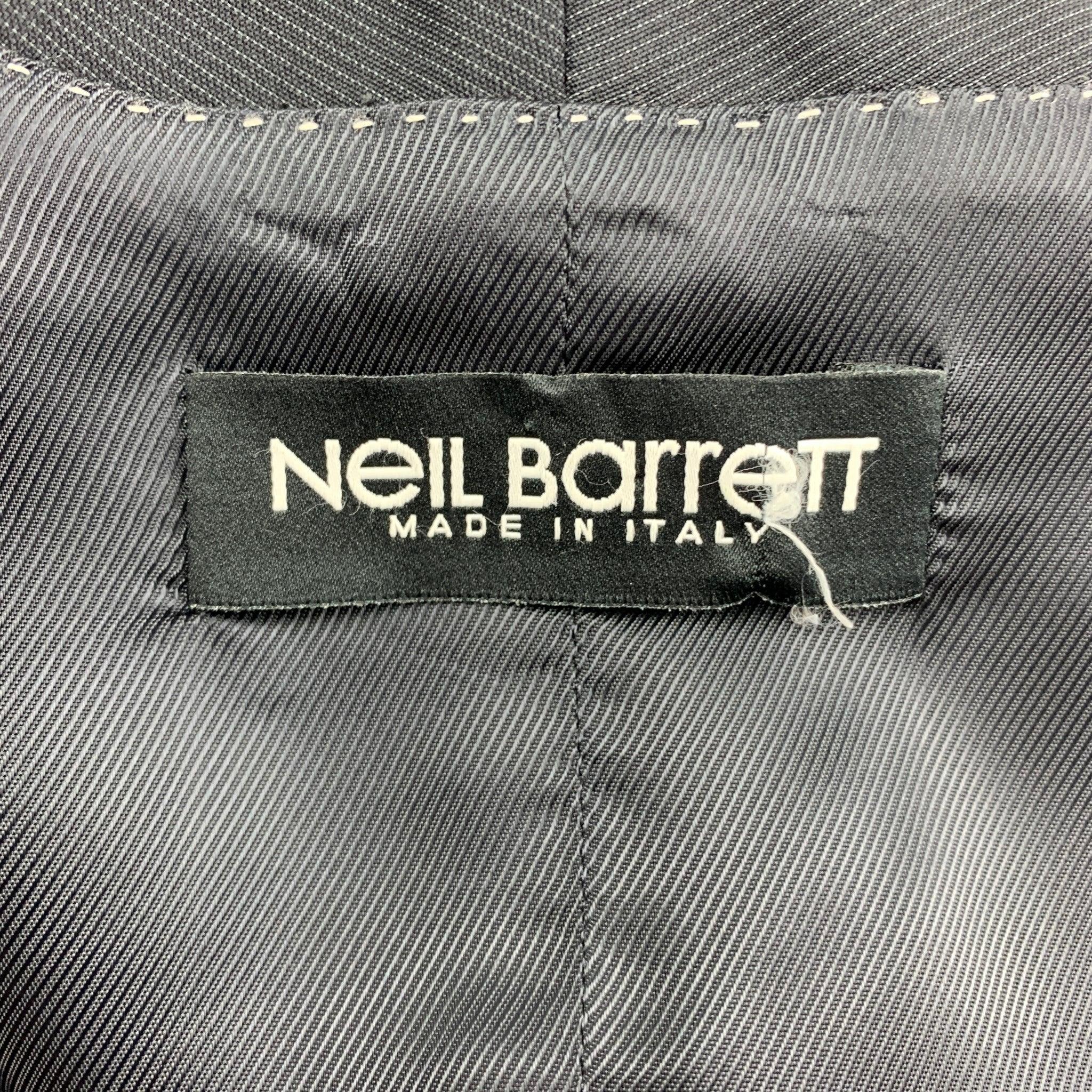 NEIL BARRETT Size 38 Black Pinstripe Wool Double Breasted Vest For Sale 1