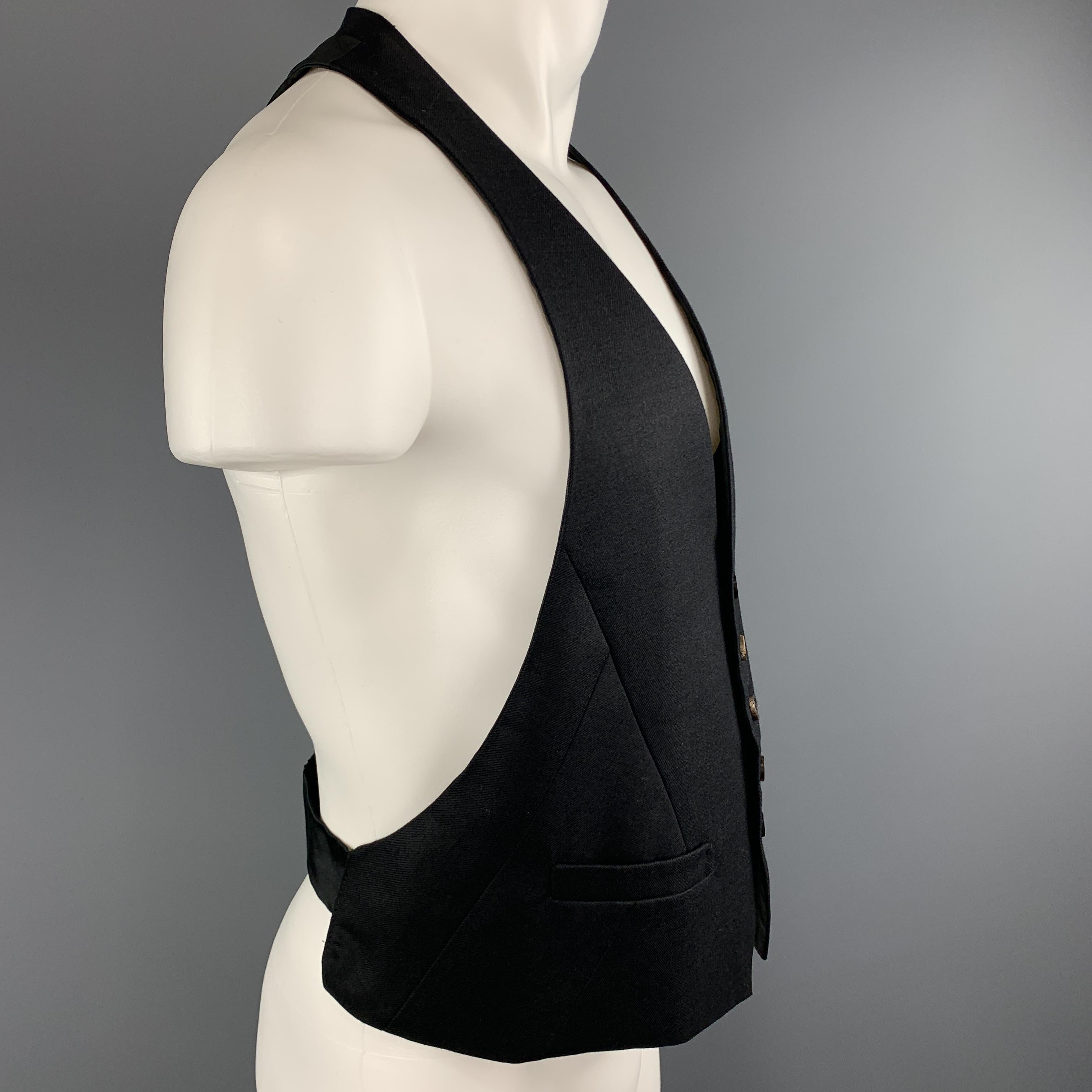 NEIL BARRETT Size 38 Black Wool Cutout Harness Back Vest In Excellent Condition In San Francisco, CA