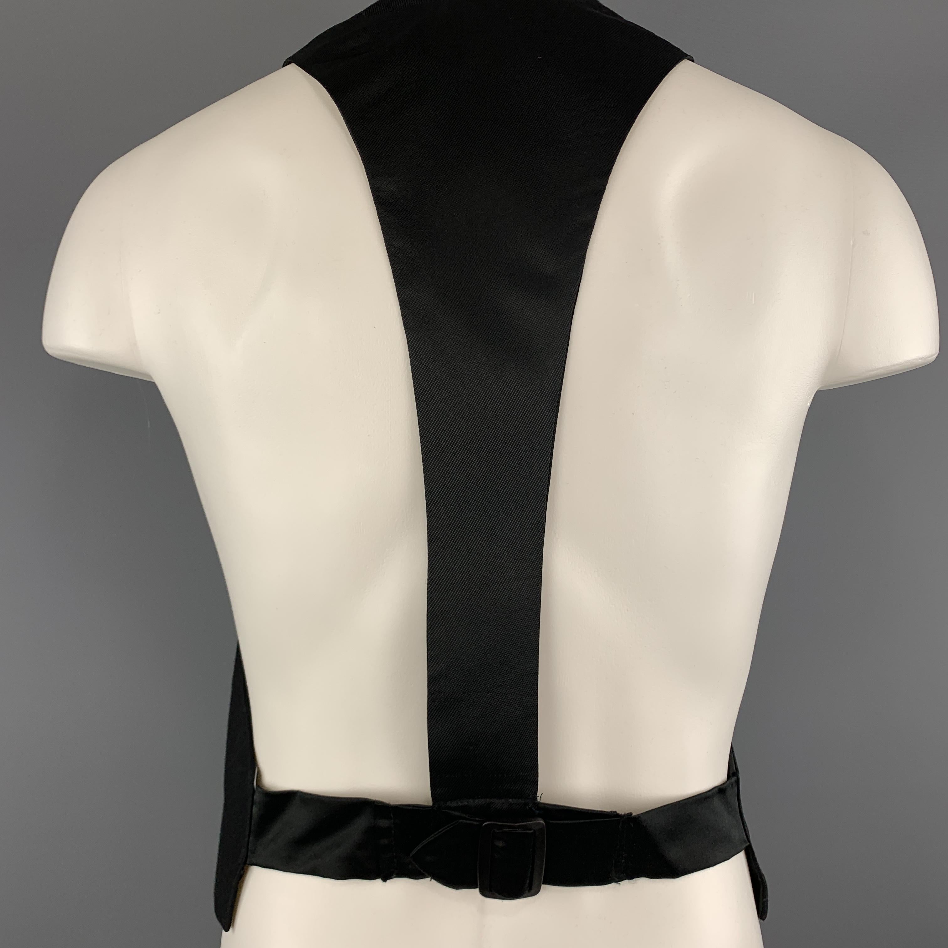 Men's NEIL BARRETT Size 38 Black Wool Cutout Harness Back Vest