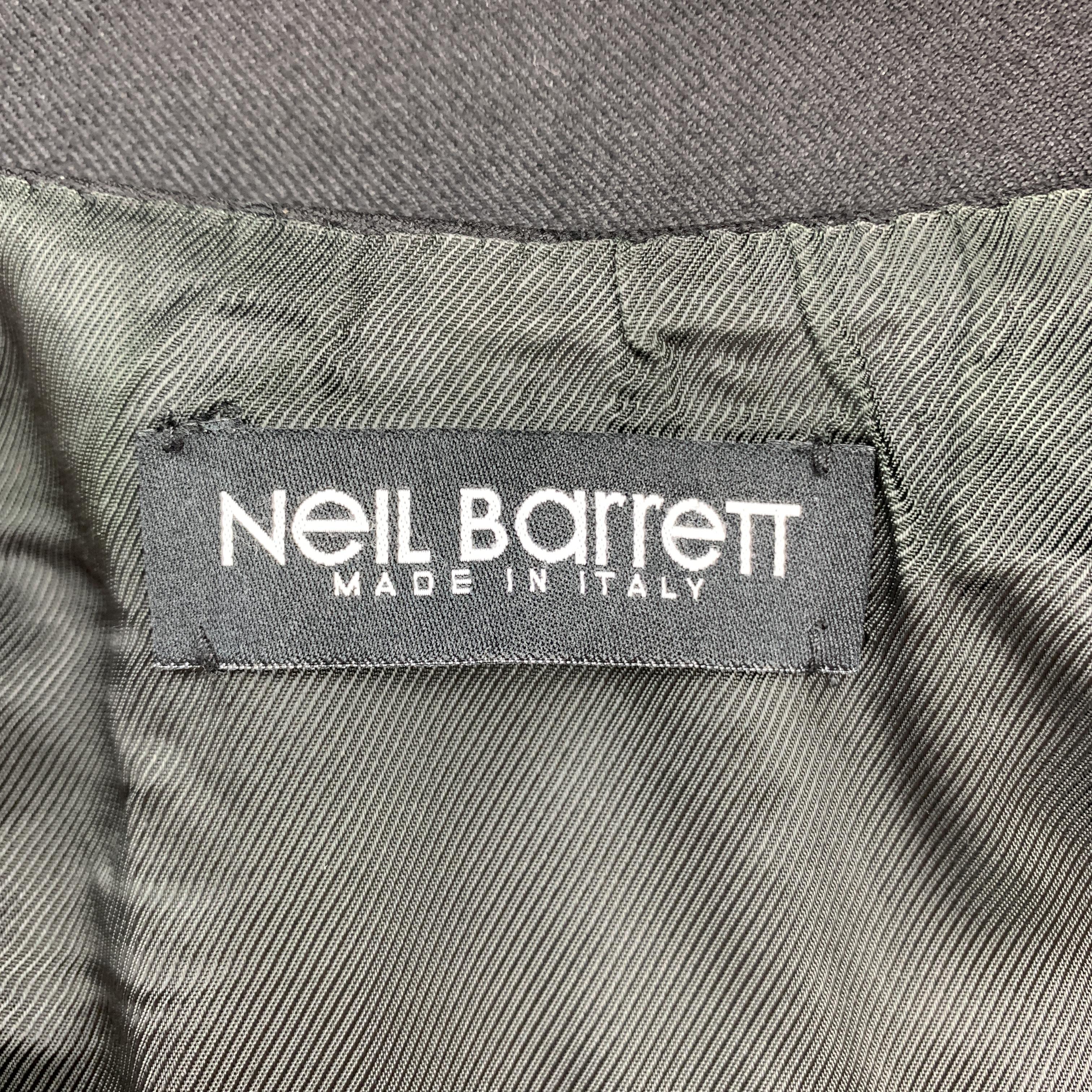 NEIL BARRETT Size 38 Black Wool Cutout Harness Back Vest 2
