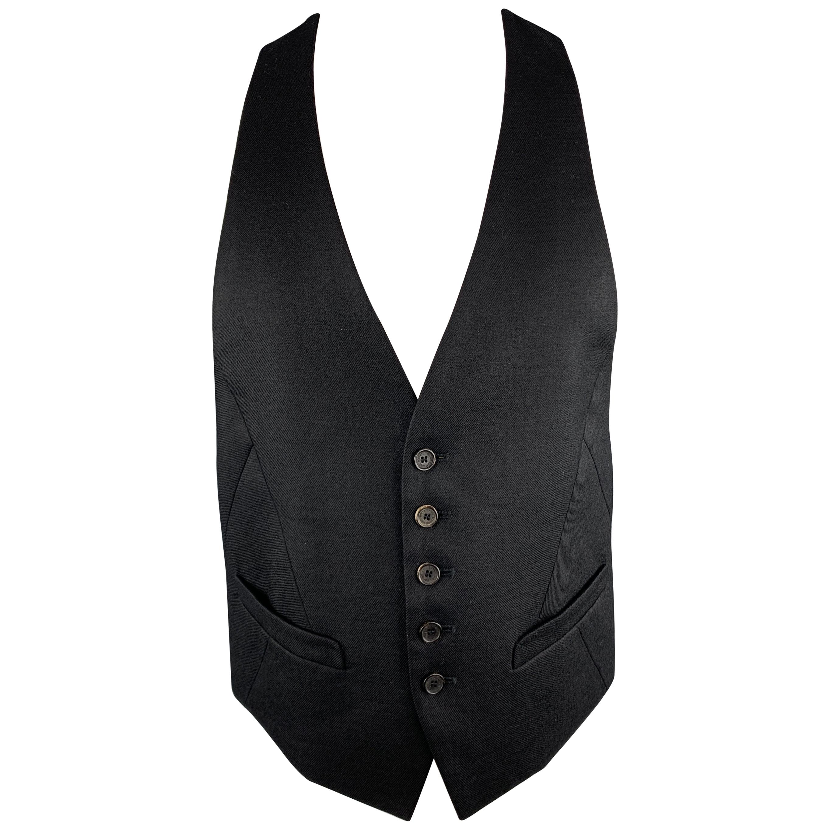 NEIL BARRETT Size 38 Black Wool Cutout Harness Back Vest