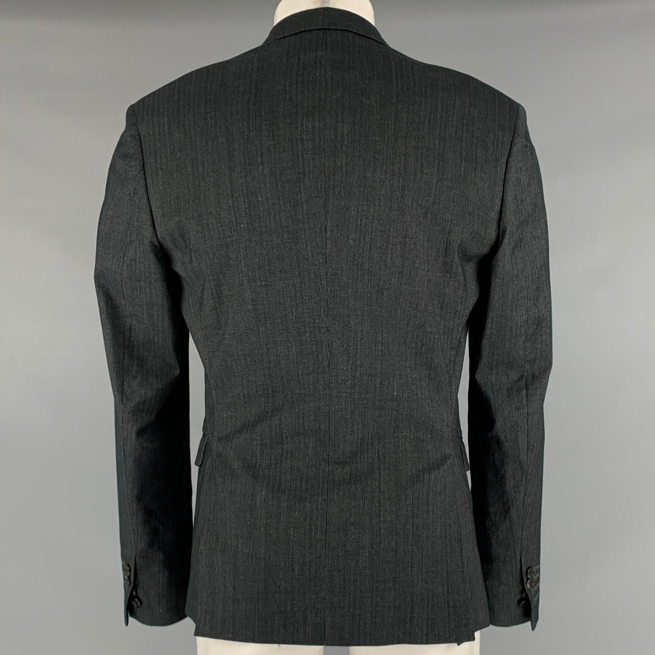 Men's NEIL BARRETT Size 38 Charcoal Black Grid Wool Blend Peak Lapel Sport Coat For Sale
