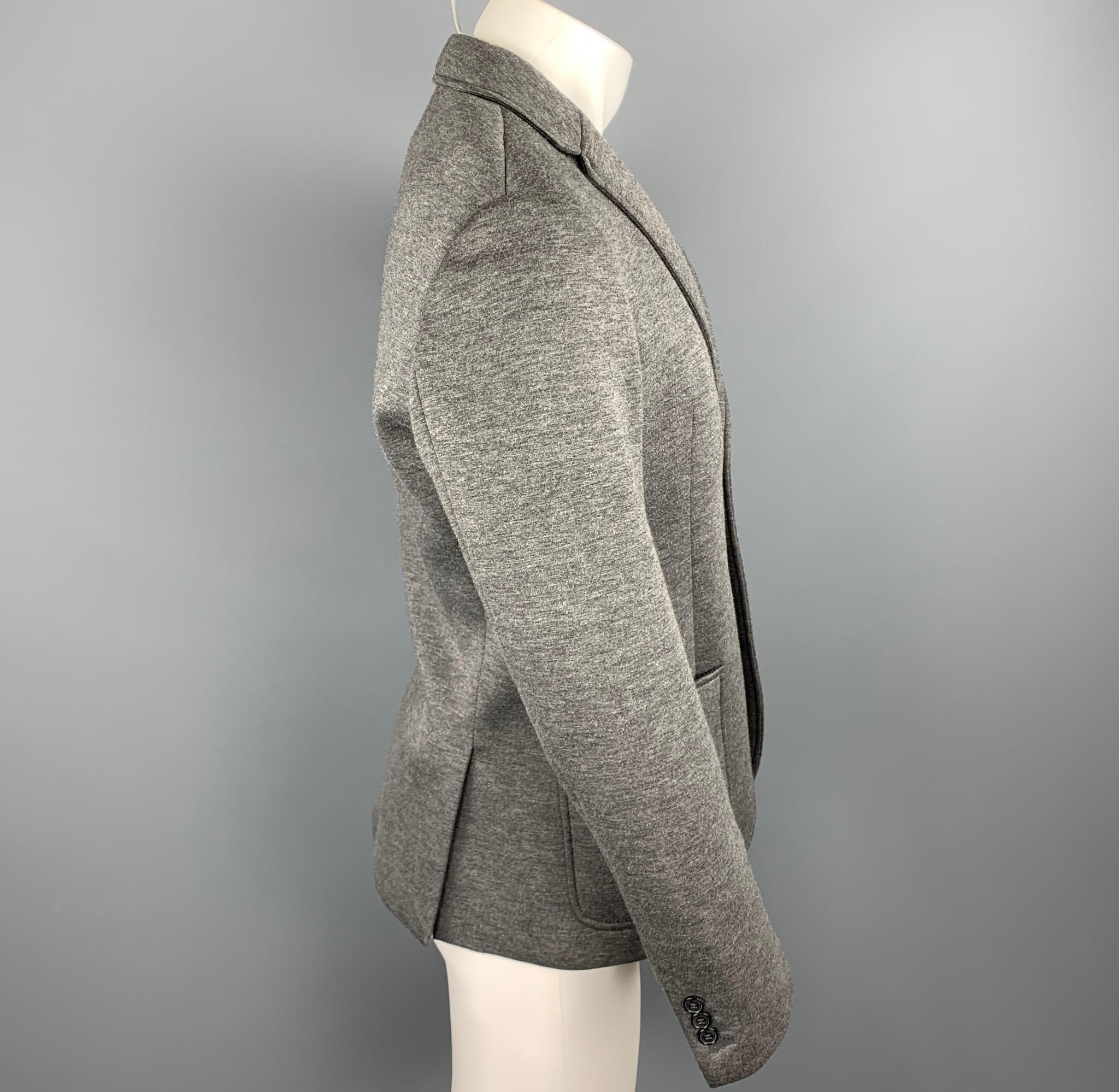 NEIL BARRETT Size 38 Dark Gray Heather Neoprene Notch Lapel Sport Coat In Good Condition In San Francisco, CA