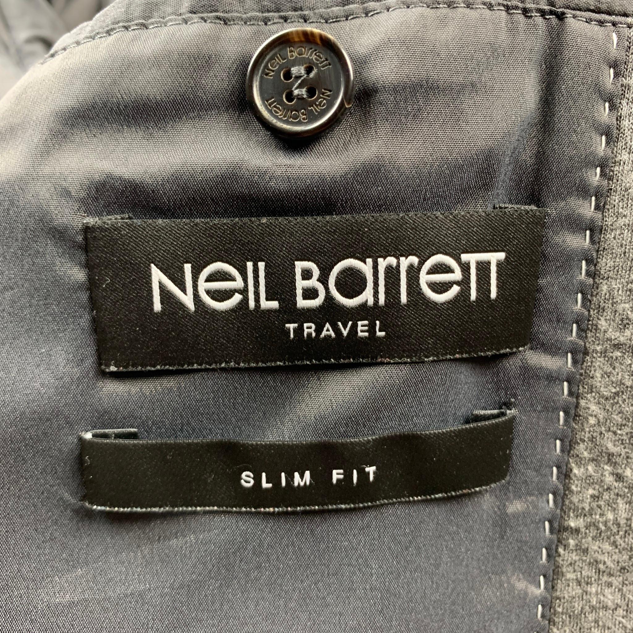 NEIL BARRETT Size 38 Dark Gray Heather Neoprene Notch Lapel Sport Coat 2