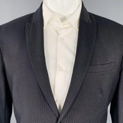 NEIL BARRETT Size 40 Black Grey Pinstripe Wool Ombre Effect Slim Fit Sport Coat