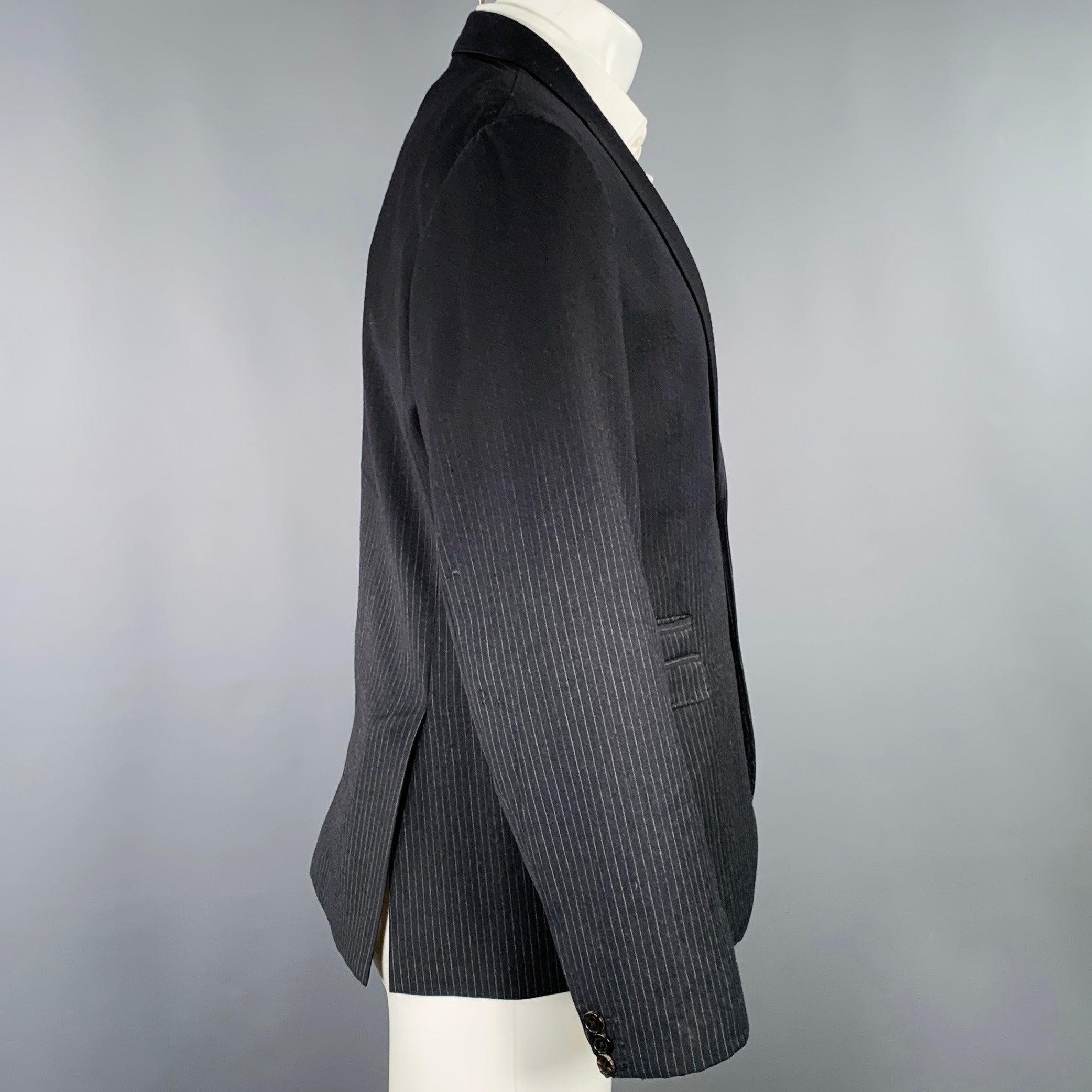 NEIL BARRETT Size 40 Black Grey Pinstripe Wool Ombre Effect Slim Fit Sport Coat In Good Condition For Sale In San Francisco, CA