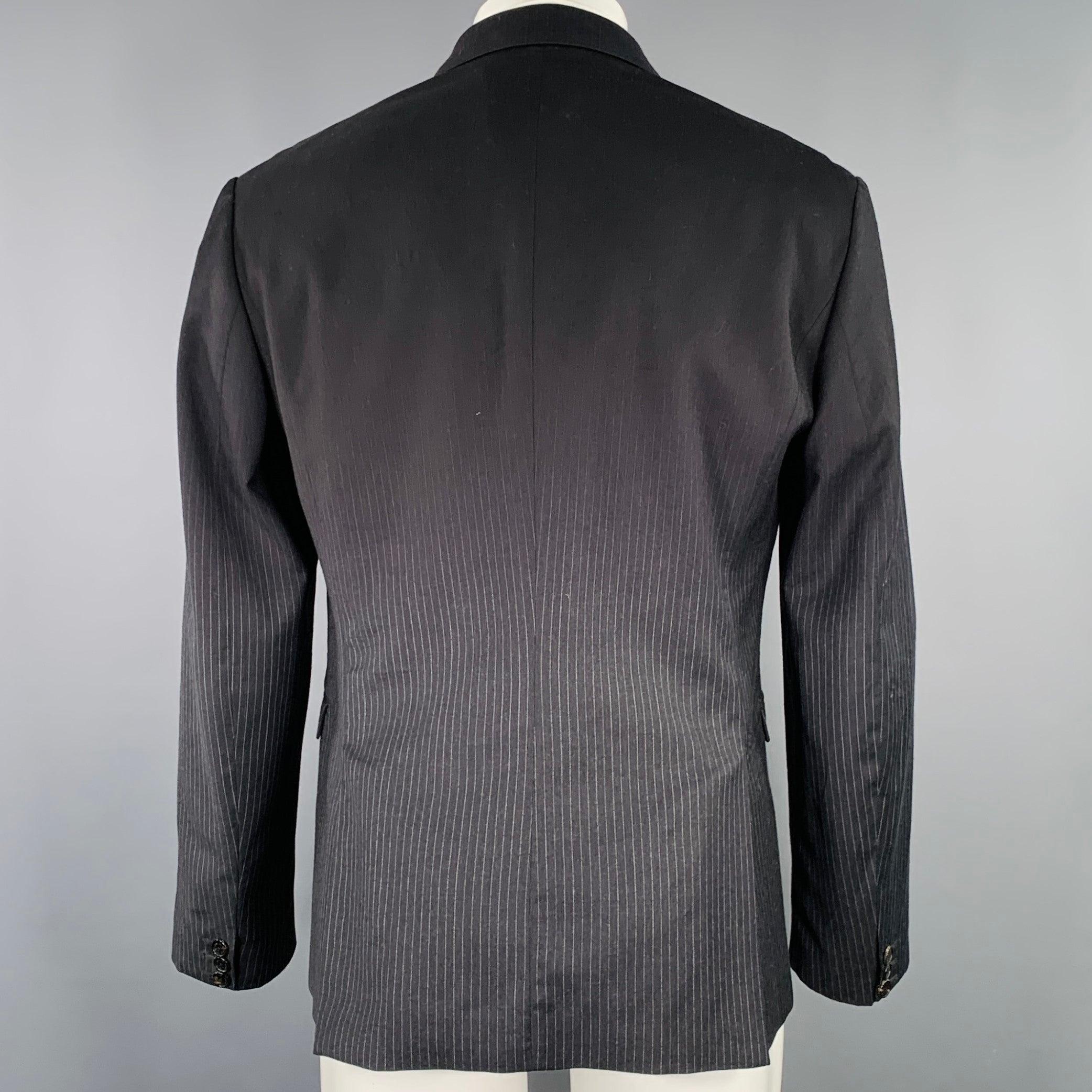 Men's NEIL BARRETT Size 40 Black Grey Pinstripe Wool Ombre Effect Slim Fit Sport Coat For Sale