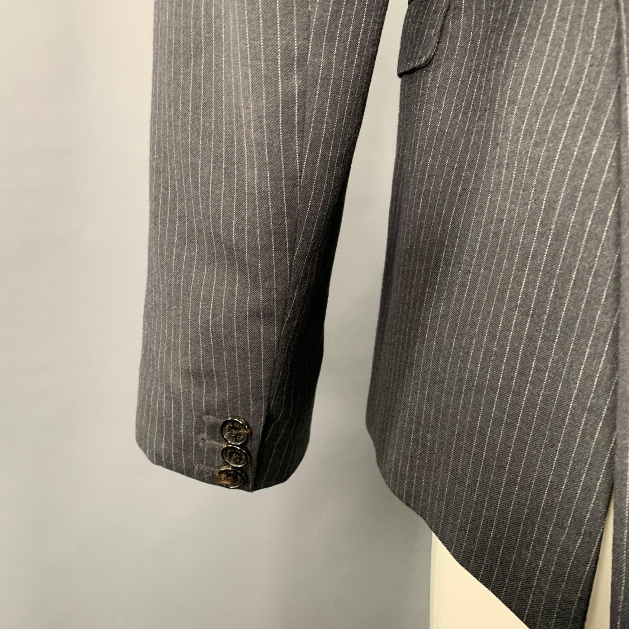 NEIL BARRETT Size 40 Black Grey Pinstripe Wool Ombre Effect Slim Fit Sport Coat For Sale 1