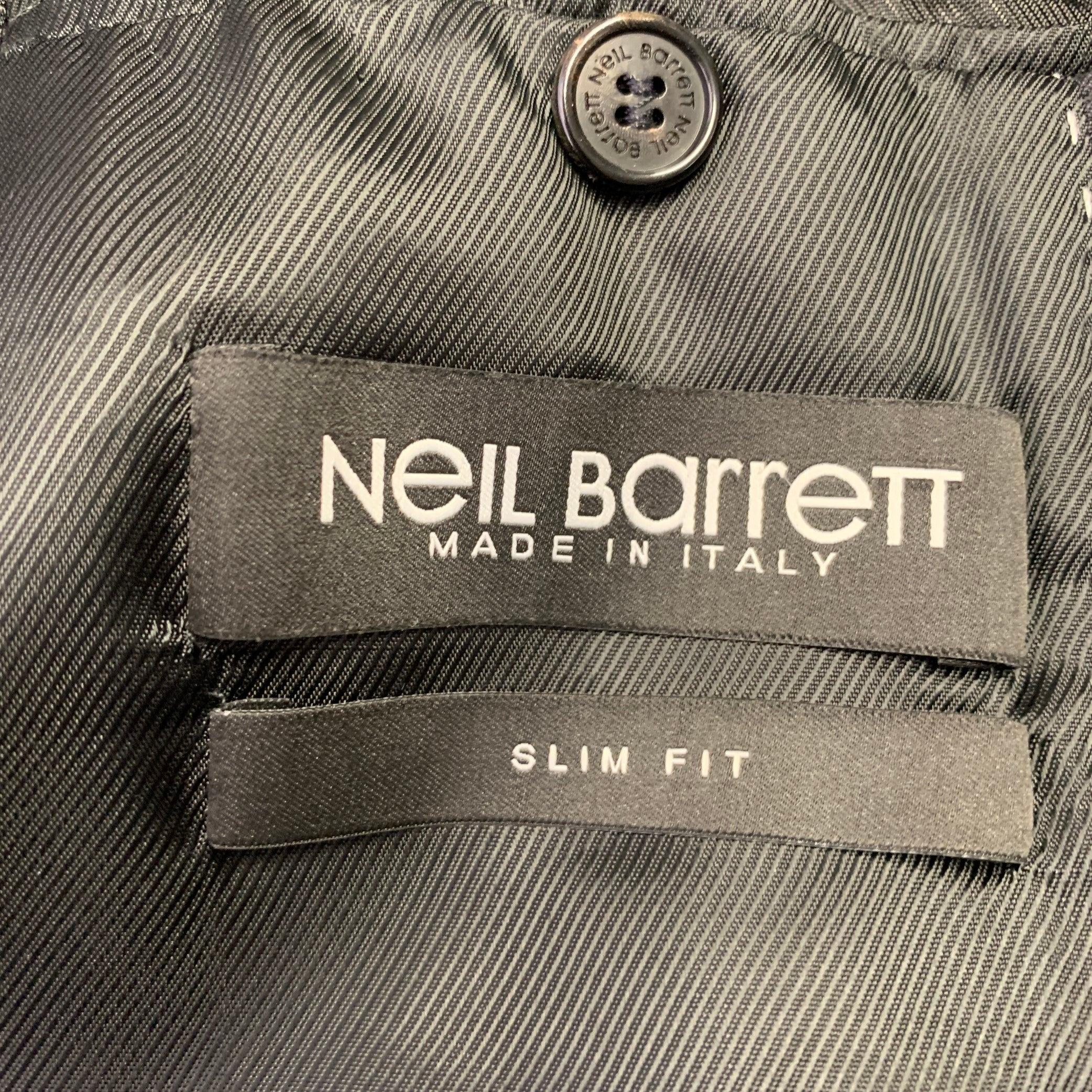NEIL BARRETT Size 40 Black Grey Pinstripe Wool Ombre Effect Slim Fit Sport Coat For Sale 3
