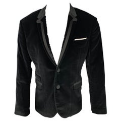 NEIL BARRETT Size 40 Black Velvet Notch Lapel Sport Coat