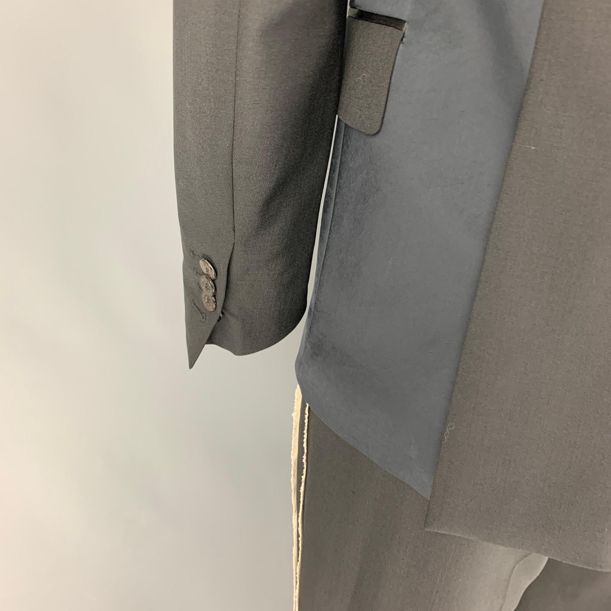 Men's NEIL BARRETT Size 40 Black White Polyester Blend Peak Lapel Suit