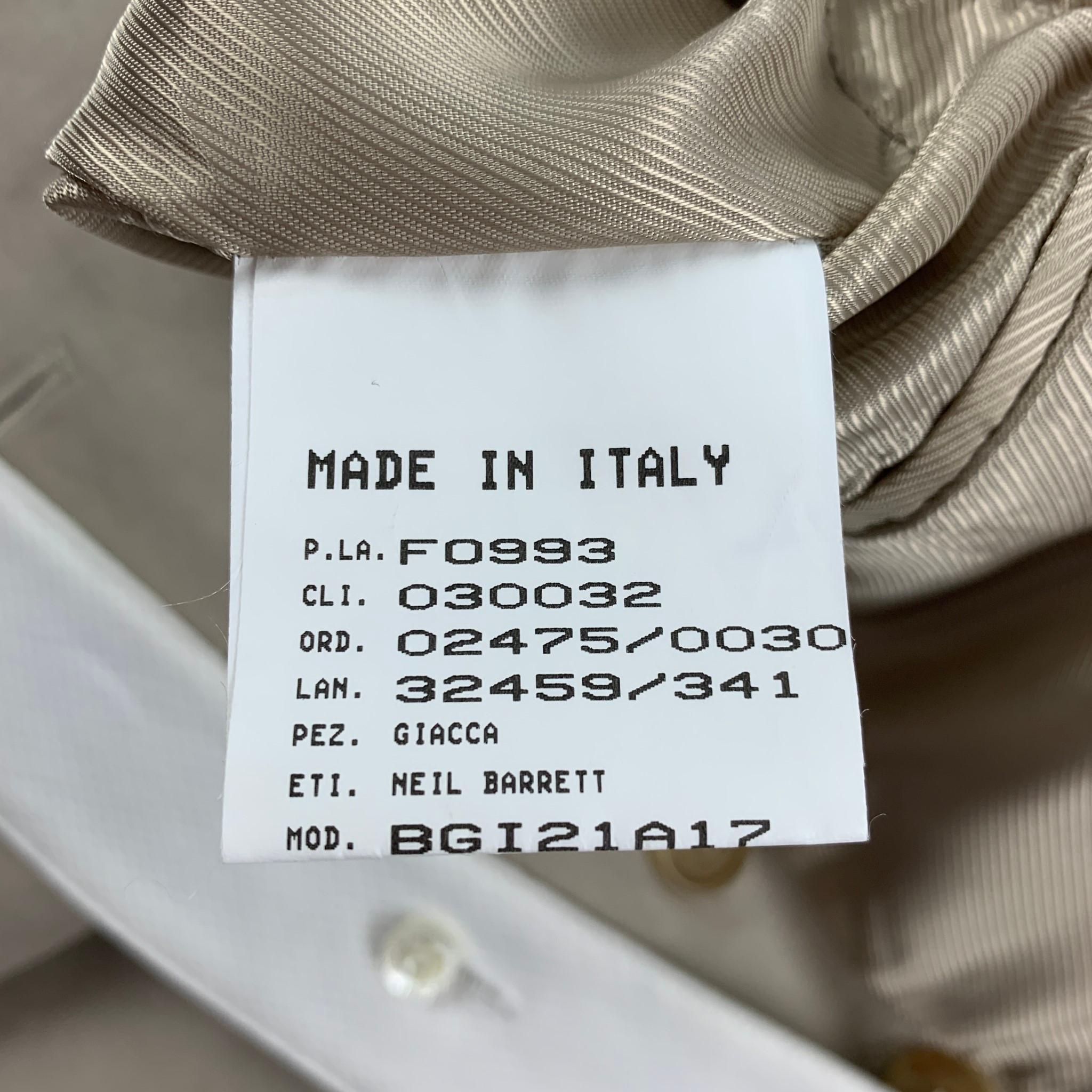 NEIL BARRETT Size 40 Khaki White Cotton / Linen Sport Coat In Good Condition In San Francisco, CA