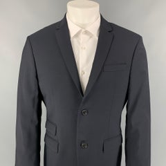 NEIL BARRETT Talla 40 Abrigo sport Slim Fit de lana azul marino de un solo pecho