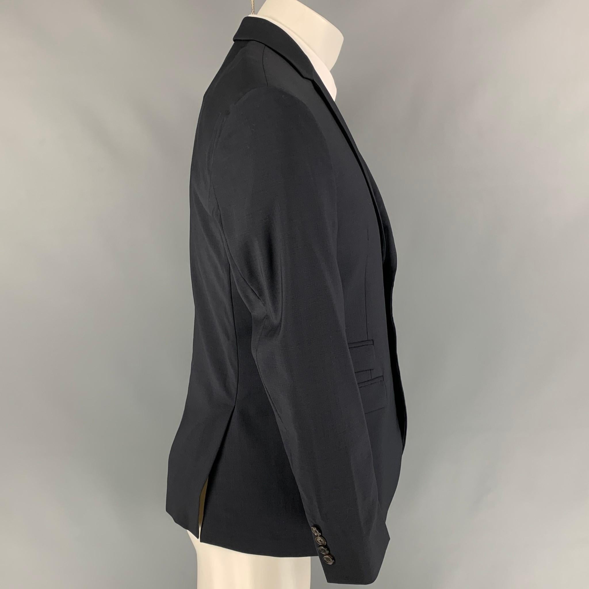 Black NEIL BARRETT Size 40 Navy Wool Single Breasted Slim Fit Sport Coat
