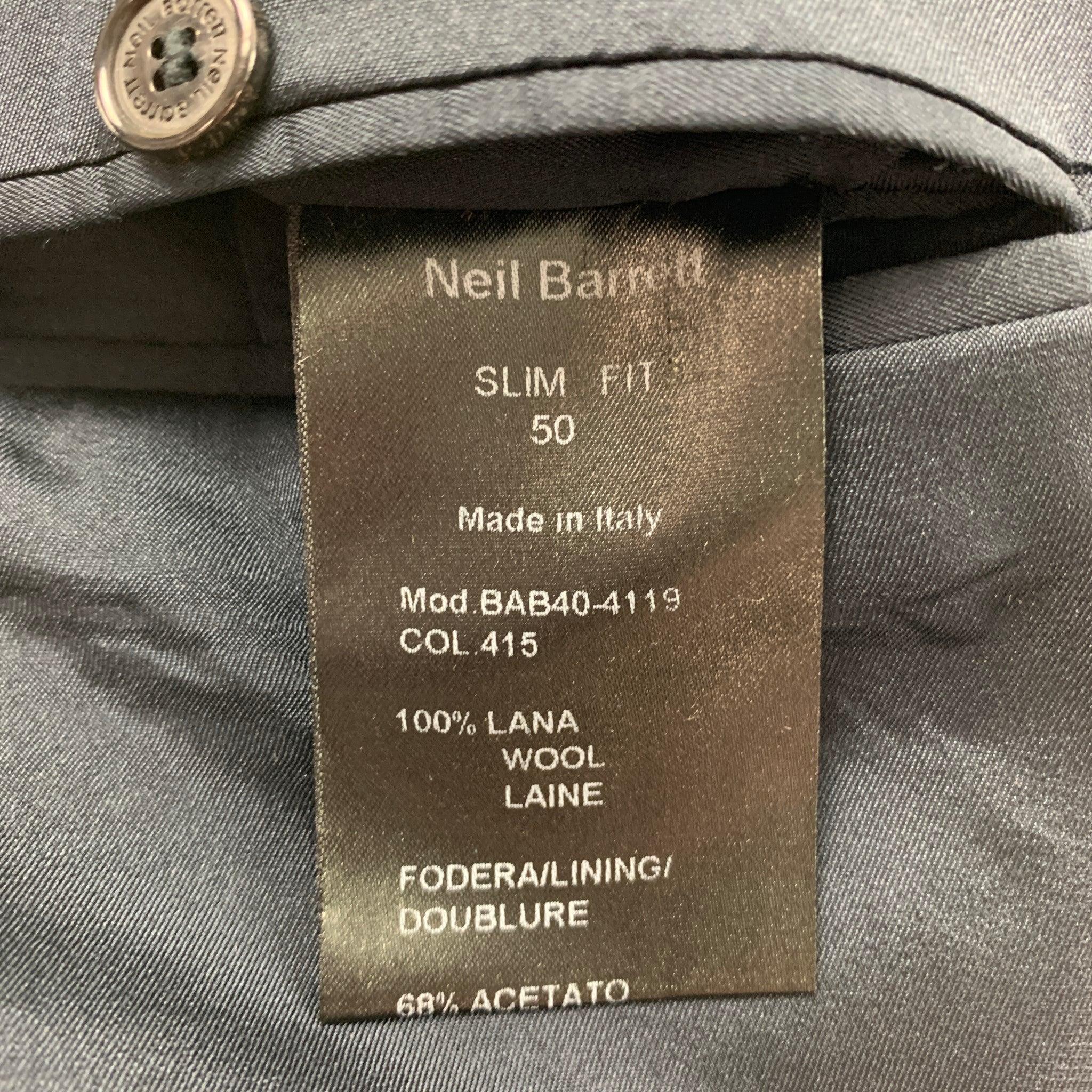 NEIL BARRETT Size 40 Navy Wool Single Breasted Slim Fit Sport Coat For Sale 2