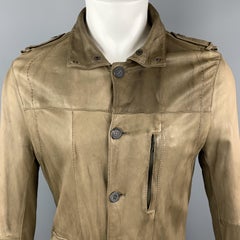 NEIL BARRETT Size 40 Taupe Leather Buttoned Epaulet Jacket