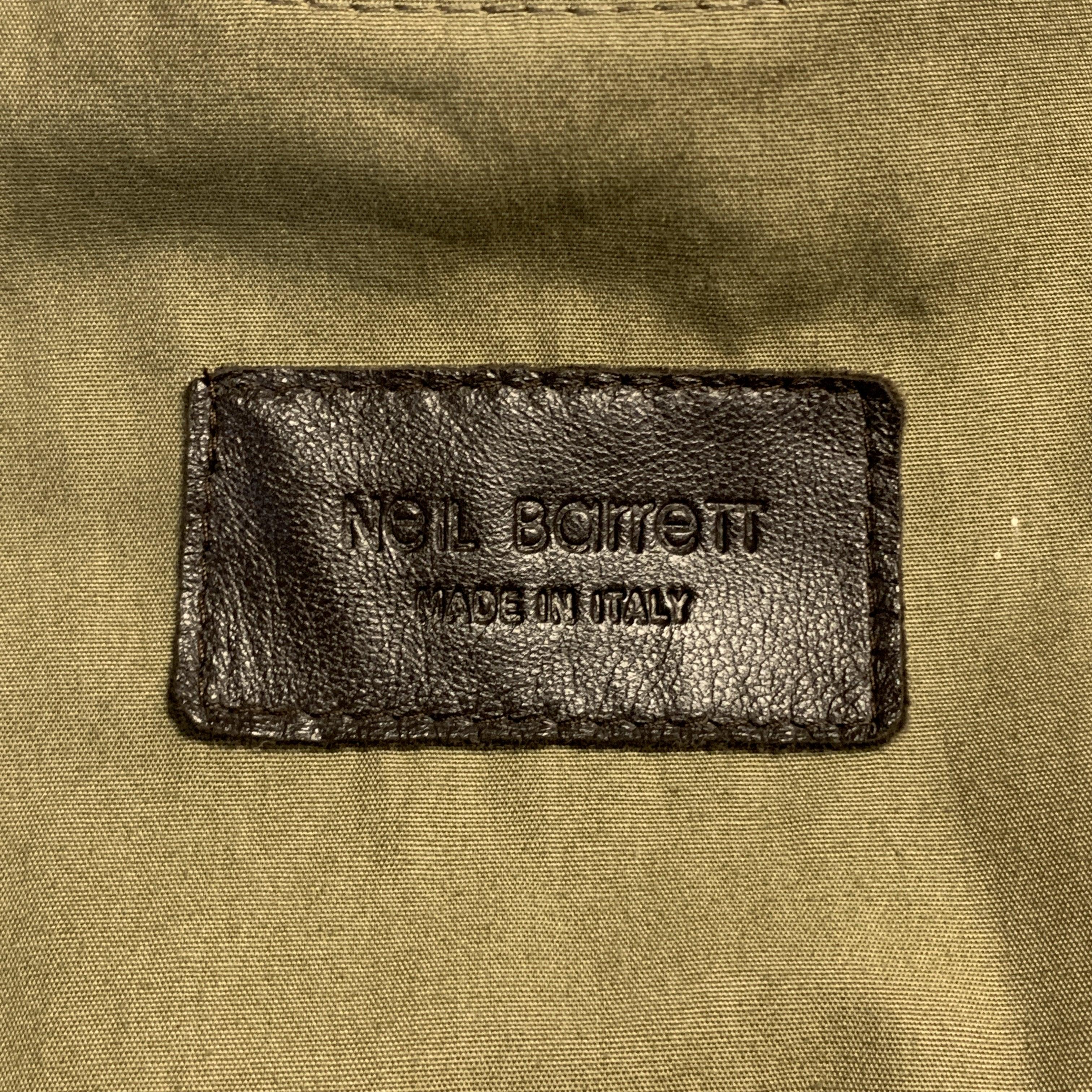 NEIL BARRETT Size 40 Taupe Leather Buttoned Epaulet Jacket For Sale 4