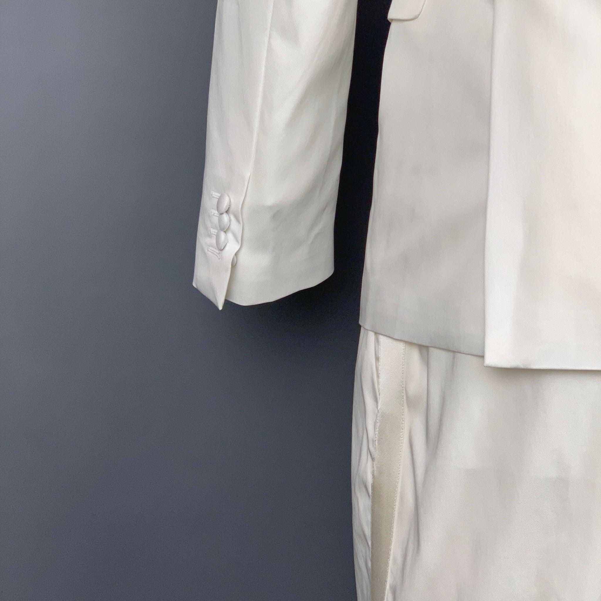 Men's NEIL BARRETT Size 40 White Tencel Blend Notch Lapel Tuxedo Suit For Sale