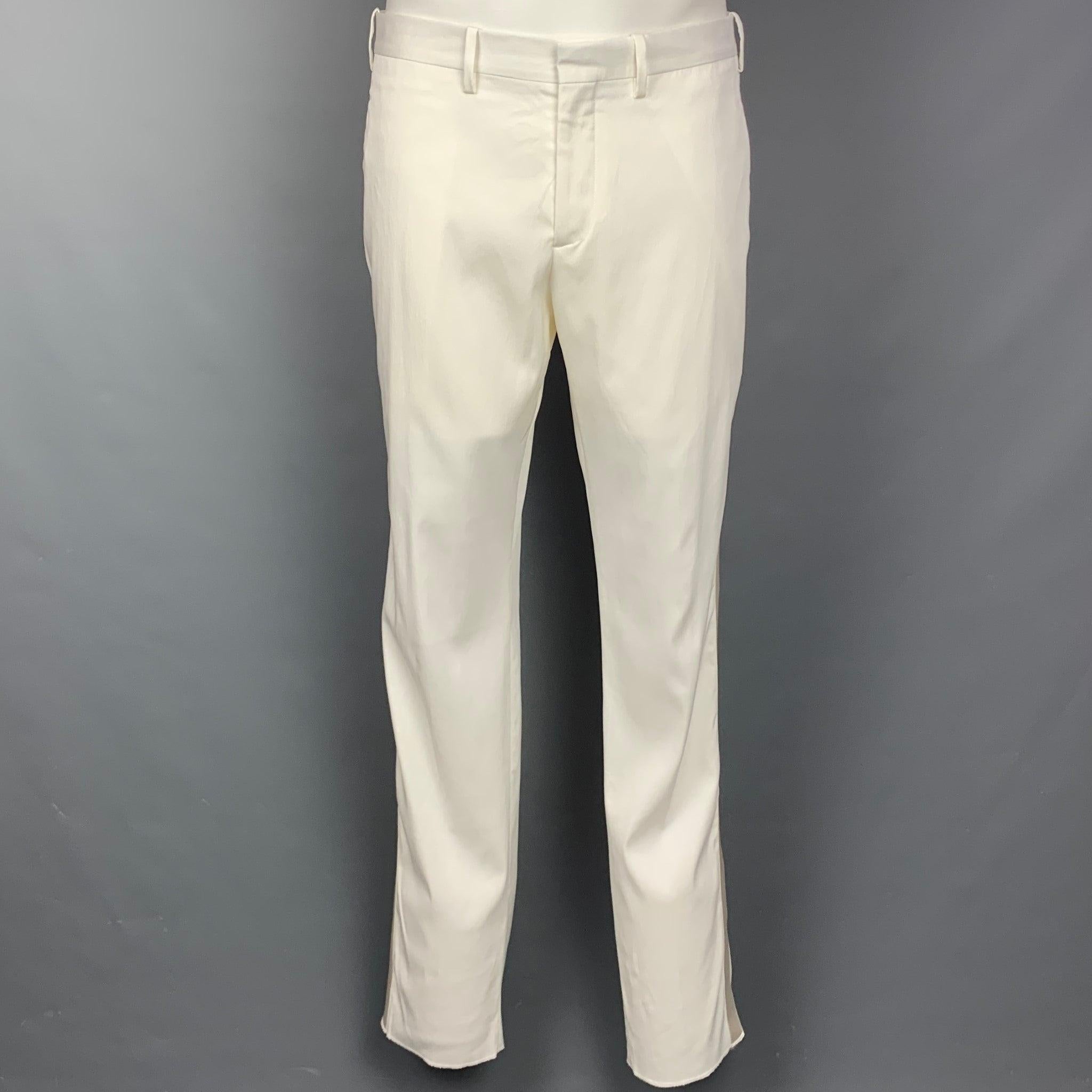NEIL BARRETT Size 40 White Tencel Blend Notch Lapel Tuxedo Suit For Sale 1