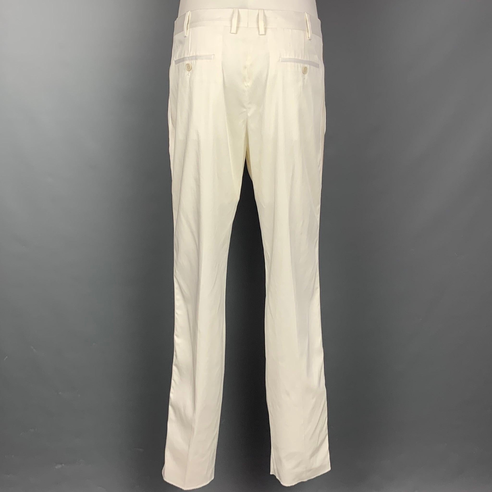 NEIL BARRETT Size 40 White Tencel Blend Notch Lapel Tuxedo Suit For Sale 2